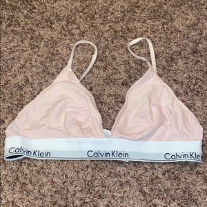 baby pink calvin klein bralette